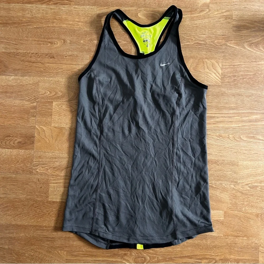 Nike grey and green dri-fit activewear tank top Size S